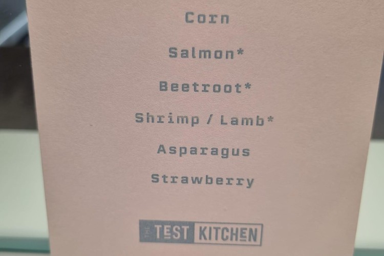 Menu in the Test Kitchen